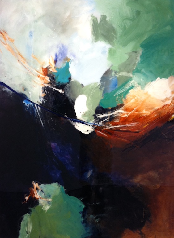 Sapphire Cave, 2012 Mixed media on panel with resin. 48" x 36"